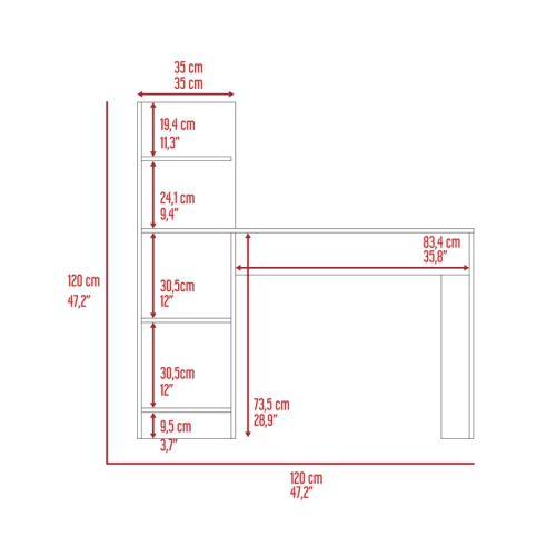 TUHOME Vilna 120 Desk Engineered Wood Desks in Multi-color