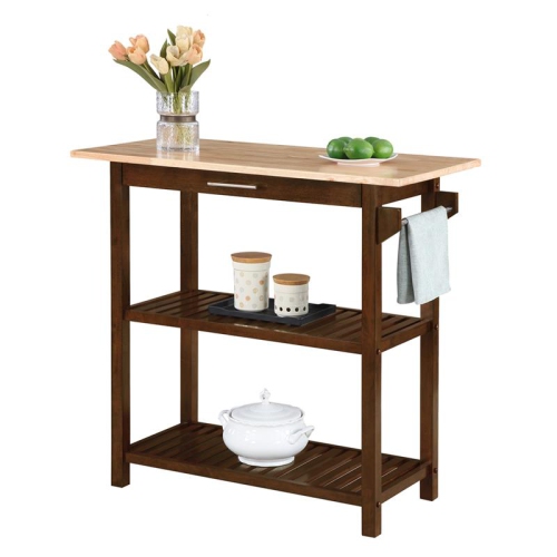 Designs2Go Three-Tier Butcher Block Kitchen Island w/Drawer in Espresso Wood
