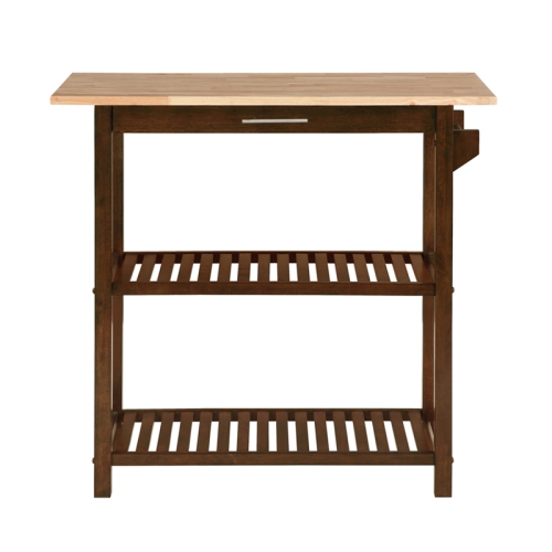 Designs2Go Three-Tier Butcher Block Kitchen Island w/Drawer in Espresso Wood