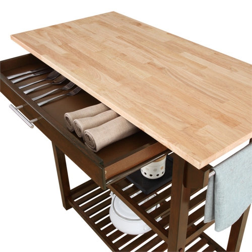 Designs2Go Three-Tier Butcher Block Kitchen Island w/Drawer in Espresso Wood