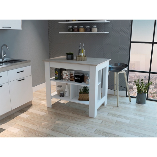 TUHOME Cala Kitchen Island Engineered Wood Kitchen Islands in Multi-color