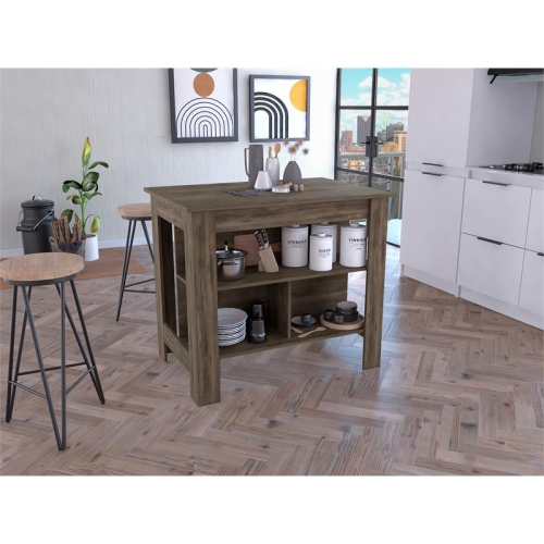 TUHOME Cala Kitchen Island Engineered Wood Kitchen Islands in Brown