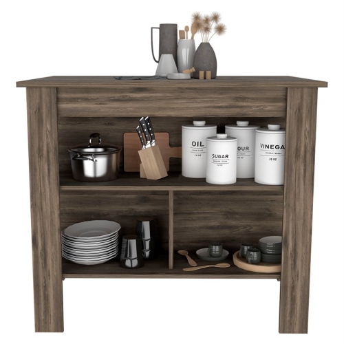 TUHOME Cala Kitchen Island Engineered Wood Kitchen Islands in Brown