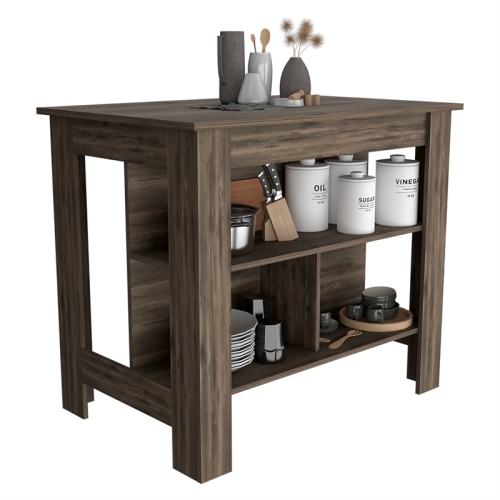 TUHOME Cala Kitchen Island Engineered Wood Kitchen Islands in Brown
