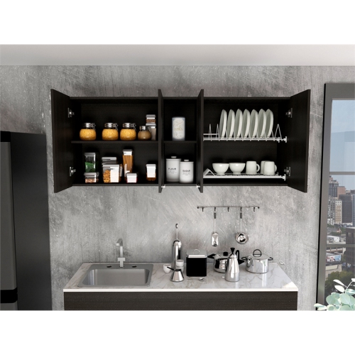 TuHome Black Modern Engineered Wood Portofino 150 Wall Cabinet