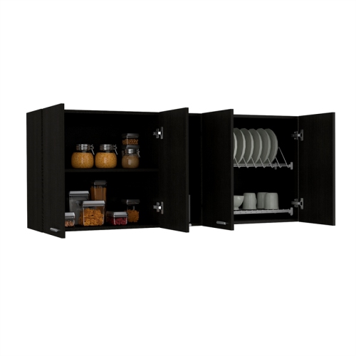 TuHome Black Modern Engineered Wood Portofino 150 Wall Cabinet