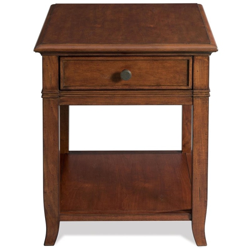 Bowery Hill Contemporary 1 Drawer End Table in Burnished Cherry