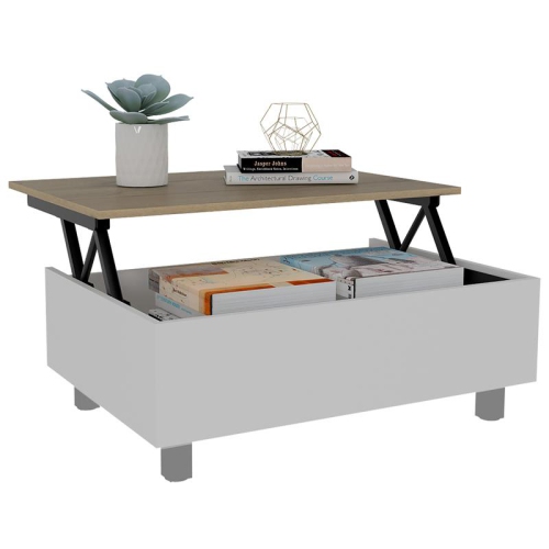 TUHOME Gambia Lift Top Coffee Table Engineered Wood Coffee Tables in White