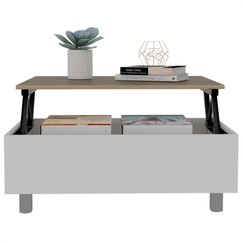 TUHOME Gambia Lift Top Coffee Table Engineered Wood Coffee Tables in White