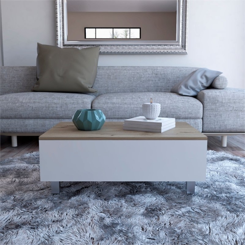 TUHOME Gambia Lift Top Coffee Table Engineered Wood Coffee Tables in White