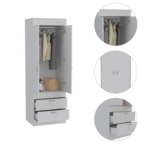 Tuhome Lisboa 2 Drawer 2 Door armoire in White