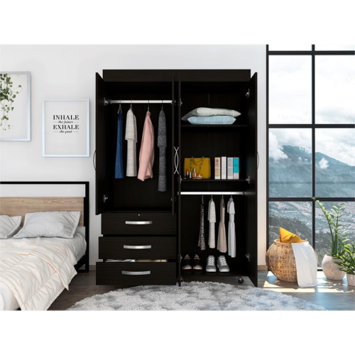 TUHOME Denver Mobile Armoire Engineered Wood Armoires in Black
