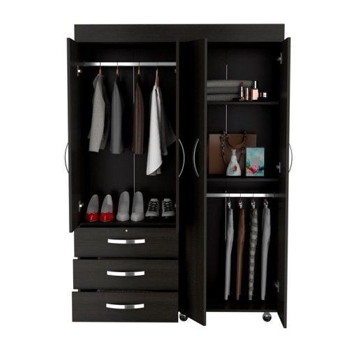 TUHOME Denver Mobile Armoire Engineered Wood Armoires in Black