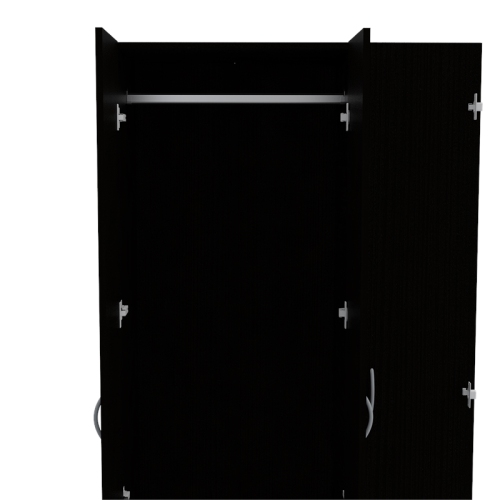 TUHOME Austral 3 Door Armoire Engineered Wood Armoires in Black