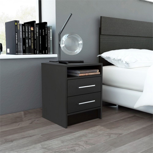 TUHOME Eter Nightstand Engineered Wood Nightstands in Black
