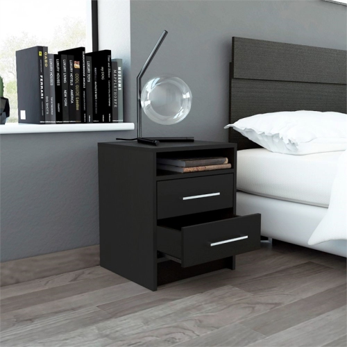 TUHOME Eter Nightstand Engineered Wood Nightstands in Black