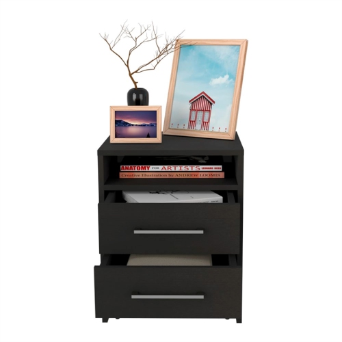 TUHOME Eter Nightstand Engineered Wood Nightstands in Black