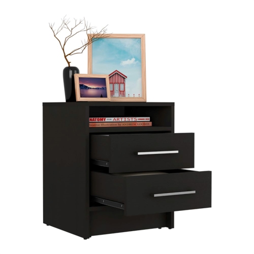 TUHOME Eter Nightstand Engineered Wood Nightstands in Black
