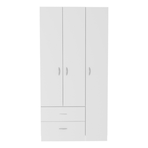 TUHOME Austral 3 Door Armoire Engineered Wood Armoires in White