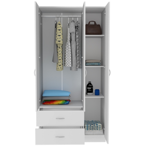 TUHOME Austral 3 Door Armoire Engineered Wood Armoires in White