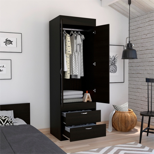 Tuhome Black Wengue Contemporary Engineered Wood Lisboa 2 Drawer 2 Door Armoire