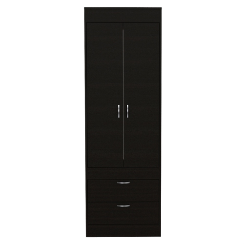 Tuhome Black Wengue Contemporary Engineered Wood Lisboa 2 Drawer 2 Door Armoire