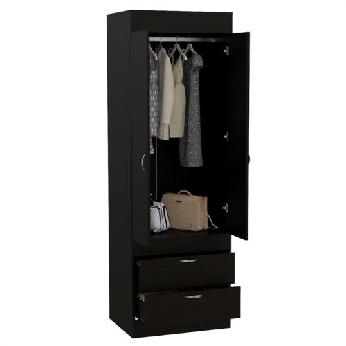 Tuhome Black Wengue Contemporary Engineered Wood Lisboa 2 Drawer 2 Door Armoire