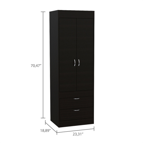 Tuhome Black Wengue Contemporary Engineered Wood Lisboa 2 Drawer 2 Door Armoire