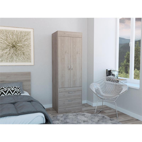 TUHOME FURNITURE  Tuhome Modern Engineered Wood Lisboa 2 Drawer 2 Door Armoire In Gray