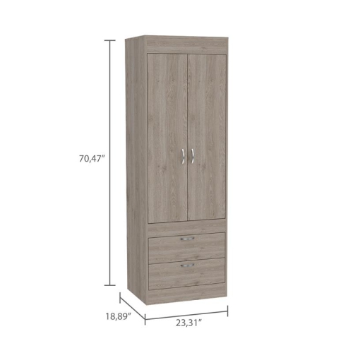 TuHome Modern Engineered Wood Gray Lisboa 2 Drawer 2 Door Armoire