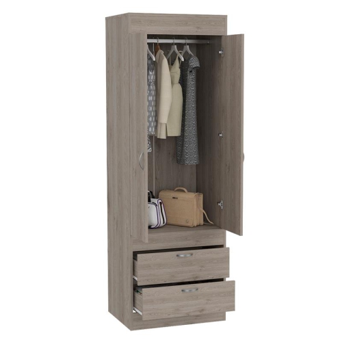 TuHome Modern Engineered Wood Gray Lisboa 2 Drawer 2 Door Armoire