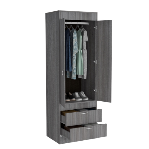 TuHome Modern Engineered Wood Gray Lisboa 2 Drawer 2 Door Armoire