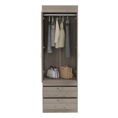 TuHome Modern Engineered Wood Gray Lisboa 2 Drawer 2 Door Armoire