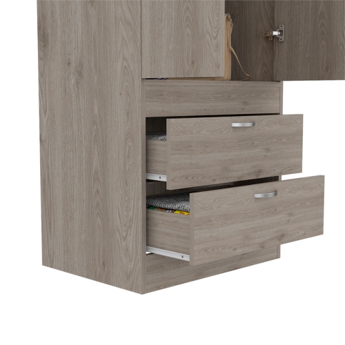TuHome Modern Engineered Wood Gray Lisboa 2 Drawer 2 Door Armoire