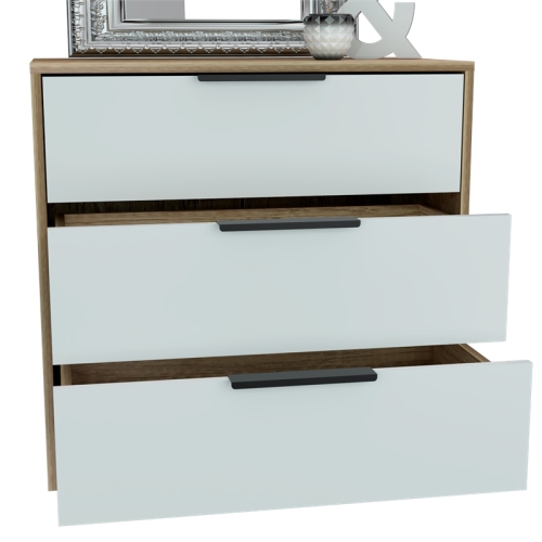 TUHOME Kaia 3 Drawer Dresser Engineered Wood Dressers in Multi-color