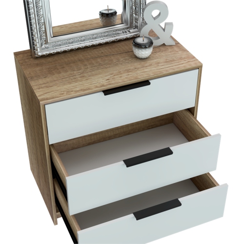 TUHOME Kaia 3 Drawer Dresser Engineered Wood Dressers in Multi-color