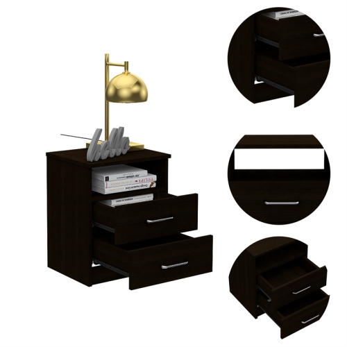 Tuhome Napoles 2 Drawer Night Stand Espresso
