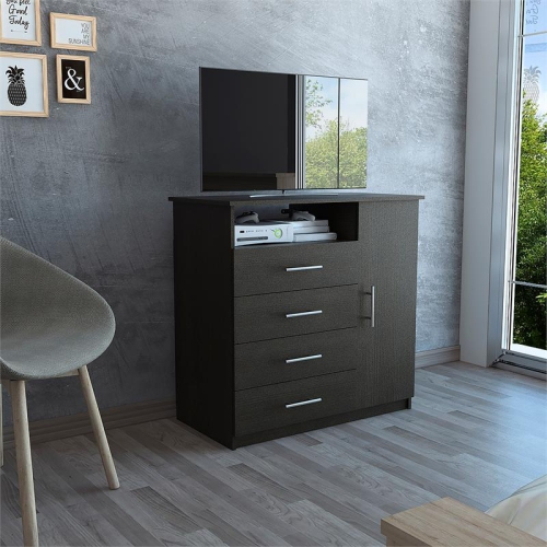TuHome Black Wengue Modern Engineered Wood Peru 4 Drawer Dresser