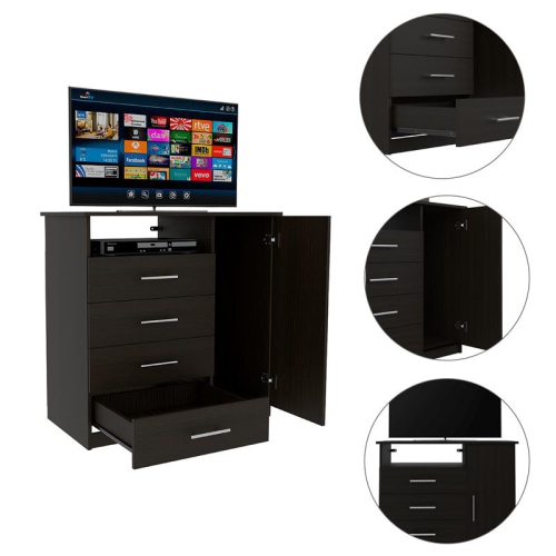 TuHome Black Wengue Modern Engineered Wood Peru 4 Drawer Dresser