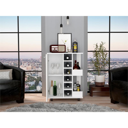 TUHOME Bar Cart Engineered Wood Bar Carts in White