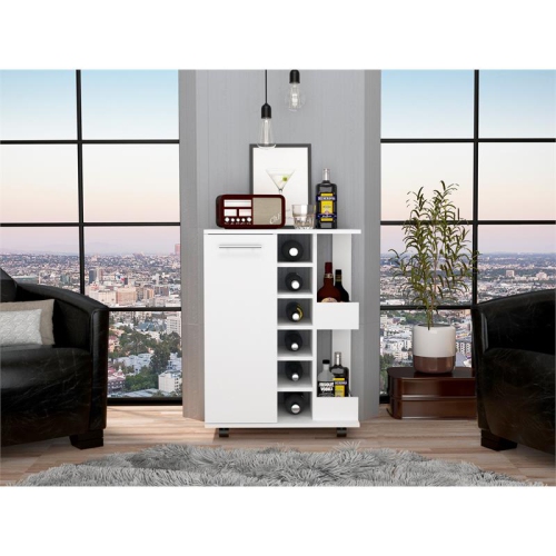 TUHOME Bar Cart Engineered Wood Bar Carts in White