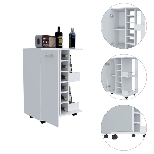 TUHOME Bar Cart Engineered Wood Bar Carts in White