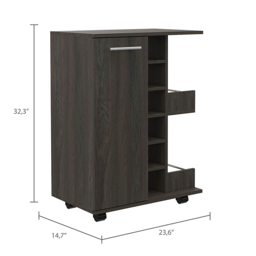 TUHOME Bar Cart Engineered Wood Bar Carts in Brown