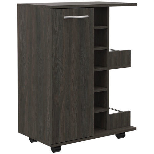 TUHOME Bar Cart Engineered Wood Bar Carts in Brown