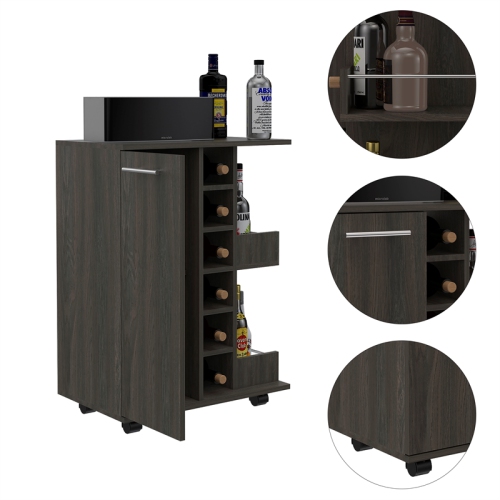 TUHOME Bar Cart Engineered Wood Bar Carts in Brown