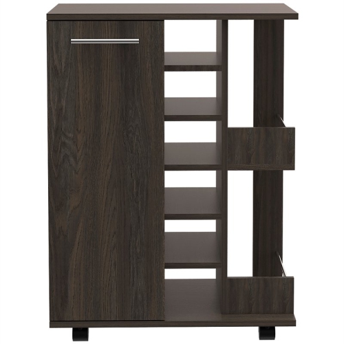 TUHOME Bar Cart Engineered Wood Bar Carts in Brown