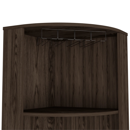 Tuhome Furniture Syrah Corner Bar and Wine Cabinet in Weathered Oak