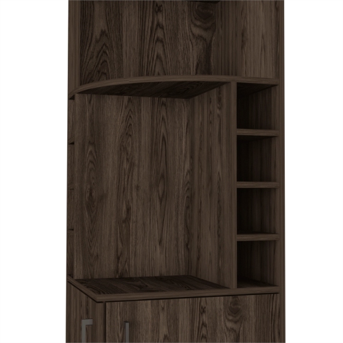 Tuhome Furniture Syrah Corner Bar and Wine Cabinet in Weathered Oak