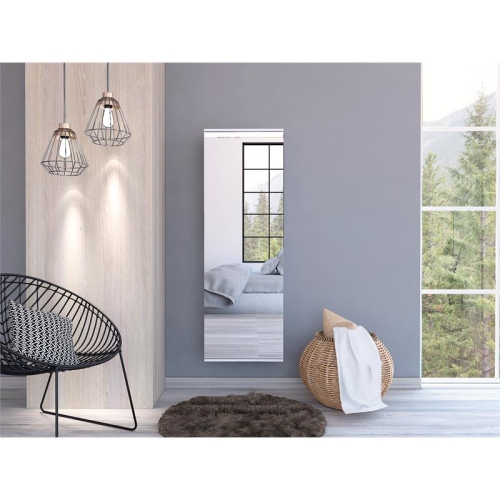 TuHome White Modern Engineered Wood LETO Wall Mounted Shoe Rack With Mirror