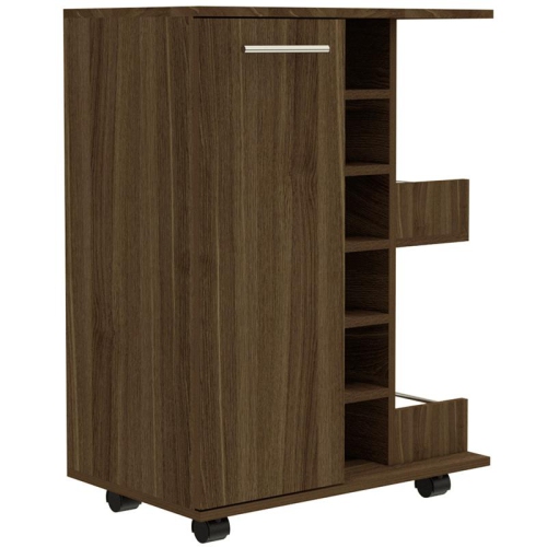 TUHOME Bar Cart Engineered Wood Bar Carts in Brown